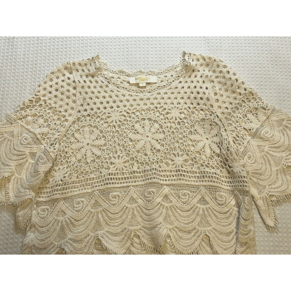 Rebellion Again Crochet - Women's Small Top Sleeveless Shirt Festival Boho Cream - Picture 2 of 14